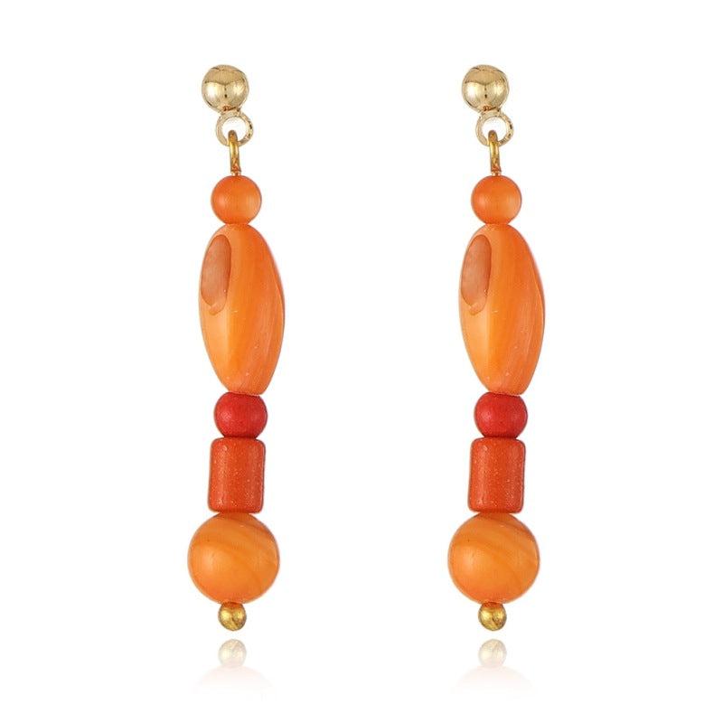 Wholesale Color Jade Crystal Beaded High-end Handmade Earrings